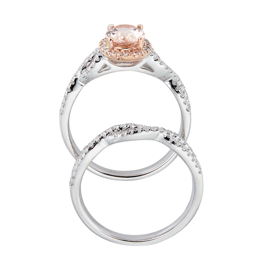 Avery 14K Two Tone Gold Oval-Cut Madagascar Morganite Ring