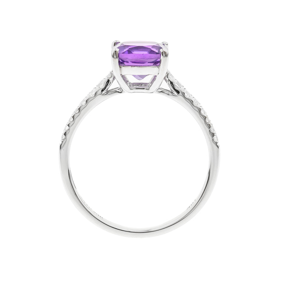 Lila 10K White Gold Cushion-Cut Brazilian Amethyst Ring