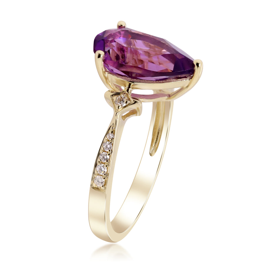 Emilia 14K Yellow Gold Pear-cut Brazilian Amethyst Ring