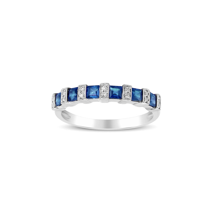 Lyric 10K White Gold Square-Cut Ceylon Blue Sapphire Ring