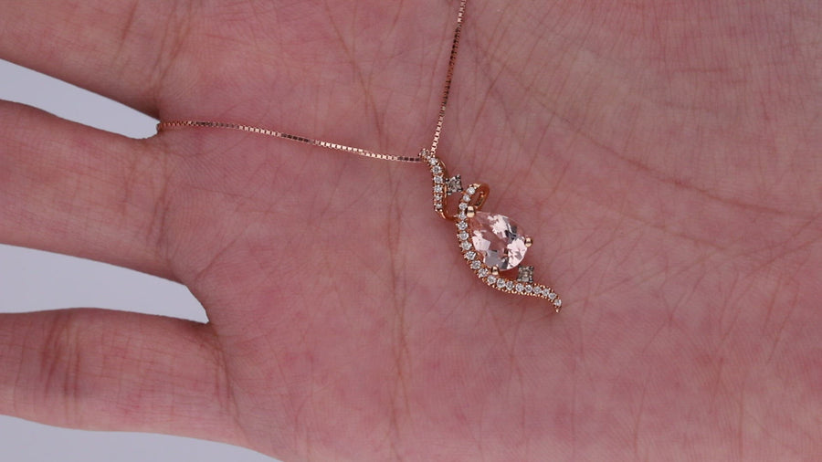 Martha 10K Rose Gold Pear-Cut Madagascar Morganite Pendant