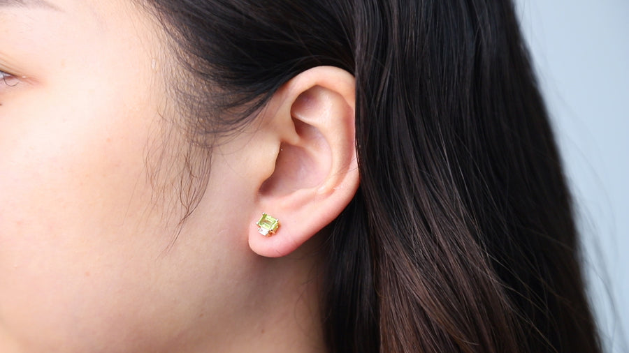 Ashlyn 10K Yellow Gold Emerald-Cut Manchurian Peridot Earring