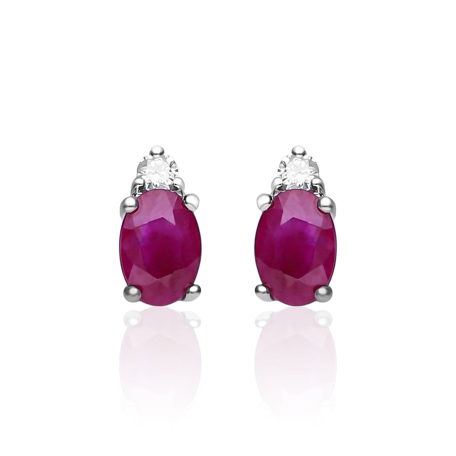 Heidi 14K White Gold Oval-Cut Mozambique Ruby Earring