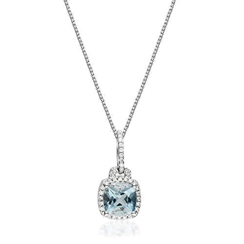 Arabella 10K White Gold Cushion-Cut Brazilian Aquamarine Pendant