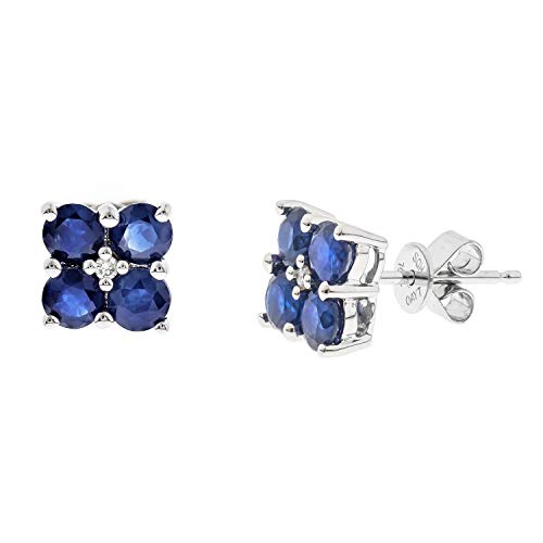 Amelie 10K White Gold Round-Cut Ceylon Blue Sapphire Earring