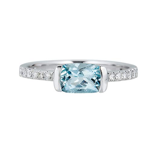 Malia 10K White Gold Cushion-Cut Brazilian Aquamarine Ring