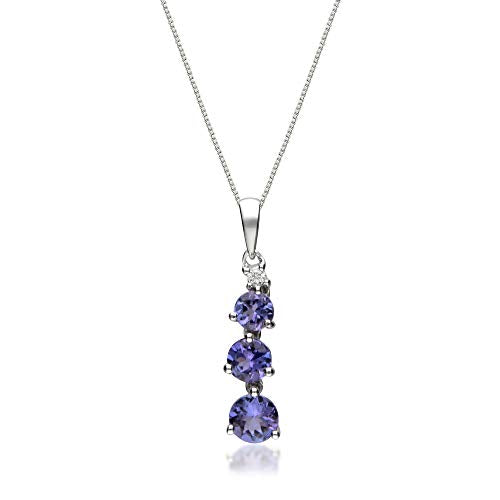 Annabella 10K White Gold Round-Cut Tanzanian Tanzanite Pendant