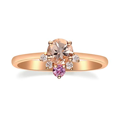 Aisha 18K Rose Gold Round-Cut Madagascar Morganite Ring