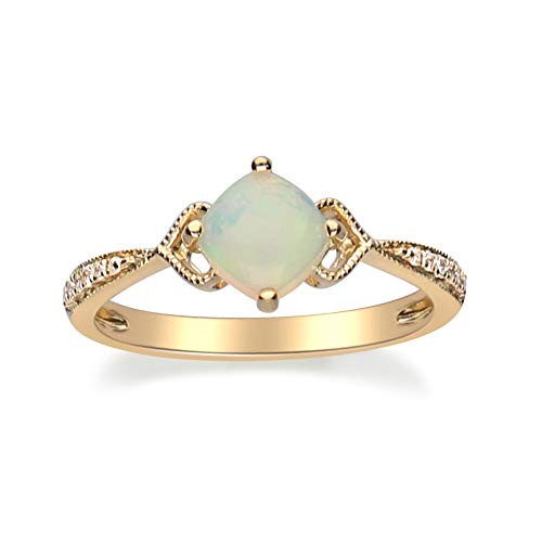 Sara 14K Yellow Gold Cushion-Cut Natural African Opal Ring