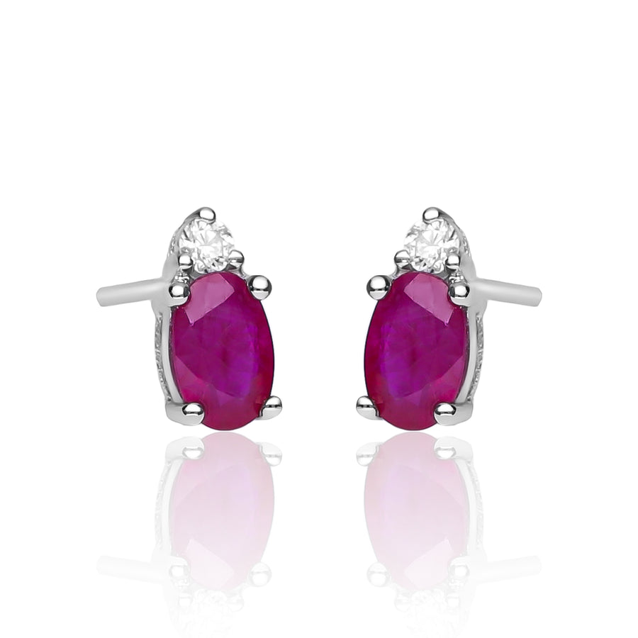 Heidi 14K White Gold Oval-Cut Mozambique Ruby Earring