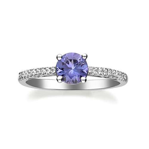 Megan 10K White Gold Round-Cut Tanzanian Tanzanite Ring