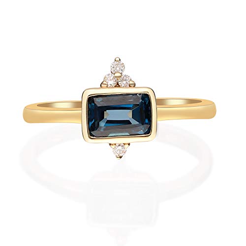 Kaylin 14K Yellow Gold Emerald-Cut Brazilian London Blue Topaz Ring