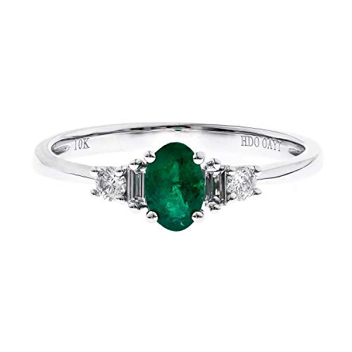 Alexandria 10K White Gold Oval-Cut Zambian Emerald Ring