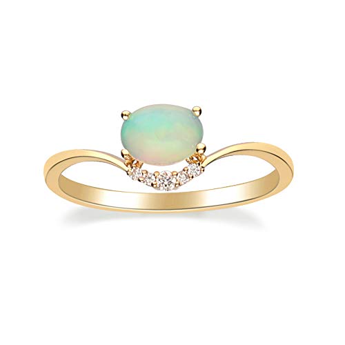 Amirah 14K Yellow Gold Oval-Cut Natural African Opal Ring