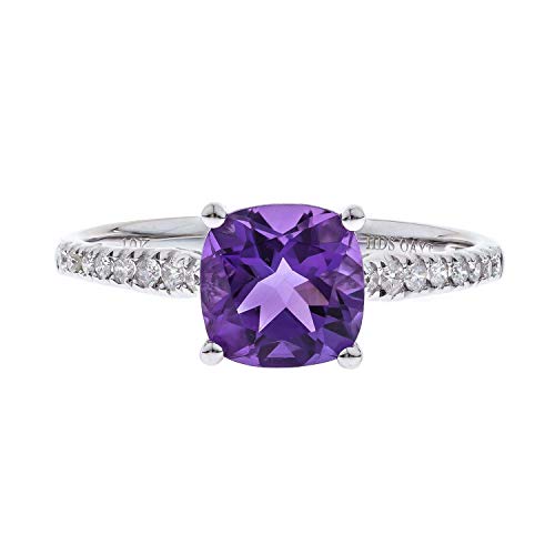 Lila 10K White Gold Cushion-Cut Brazilian Amethyst Ring