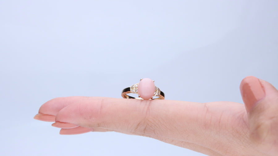 Tatiana 14K Yellow Gold Oval-Cut Peruvian Pink Opal Ring