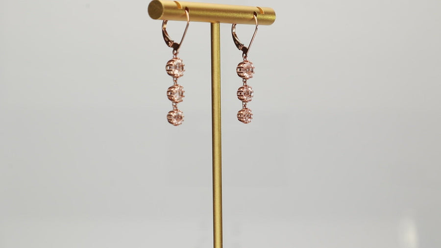 Julieta 10K Rose Gold Round-Cut Madagascar Morganite Earring