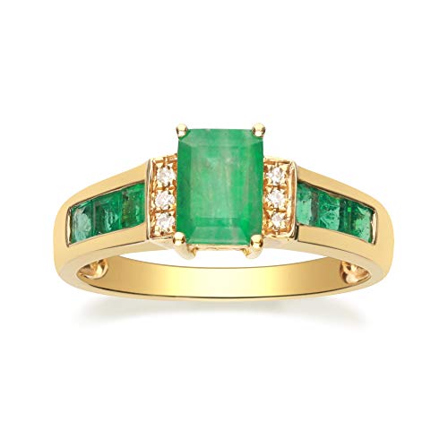 Aniya: 10K Yellow Gold Ring with Emerald-Cut Natural Zambian Emerald