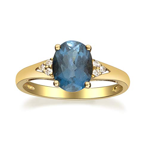 Blessing 10K Yellow Gold Oval-Cut Brazilian London Blue Topaz Ring