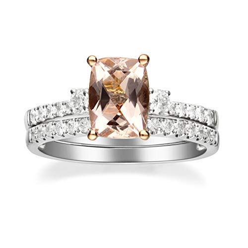 Azalea 14K Two-Tone Gold Cushion-Cut Madagascar Morganite Ring