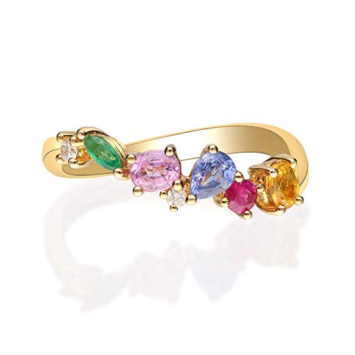 Kyra 18K Yellow Gold Round-Cut Multi Sapphire Ring