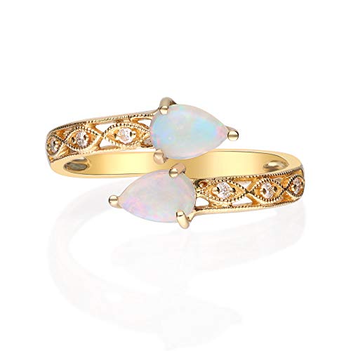 Rachael 14K Yellow Gold Pear-Cut Natural African Opal Ring