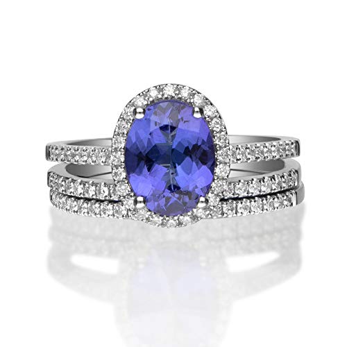 Bailey 14K White Gold Oval-Cut Tanzanian Tanzanite Ring