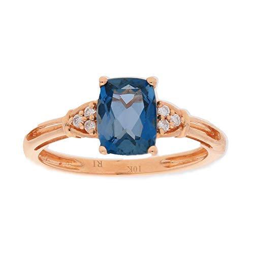 Karlee 10K Rose Gold Cushion-Cut Brazilian London Blue Topaz Ring