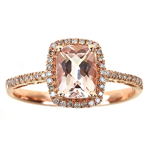 Theodora 10K Rose Gold Cushion-Cut Madagascar Morganite Ring