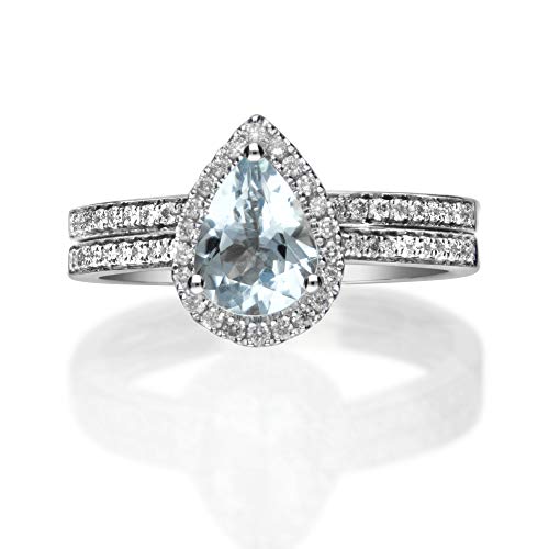 Hadlee 14K White Gold Pear-Cut Brazilian Aquamarine Ring