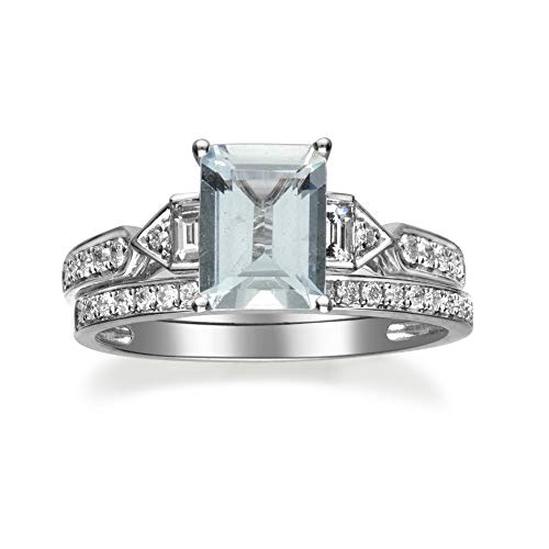 Gwen 14K White Gold Emerald-Cut Brazilian Aquamarine Ring