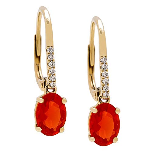 Charlie 14K Yellow Gold Oval-Cut Mexican Fire Opal Earring