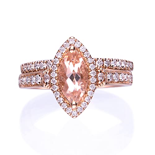 Esperanza 14K Rose Gold Marquise-Cut Madagascar Morganite Ring