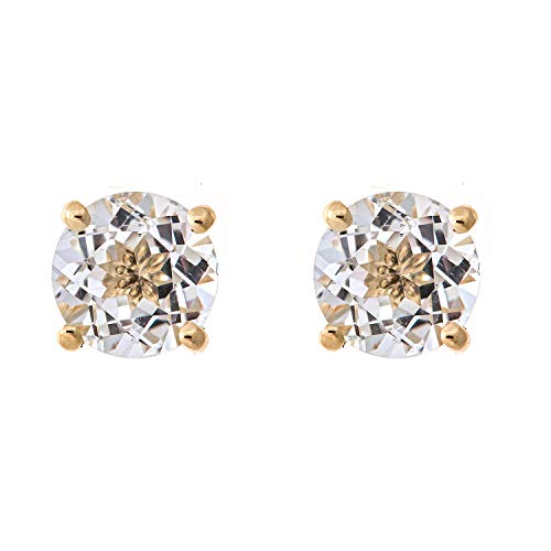 Celeste 10K Yellow Gold Round-Cut White Topaz Earring