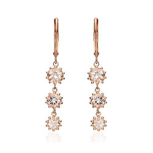 Julieta 10K Rose Gold Round-Cut Madagascar Morganite Earring