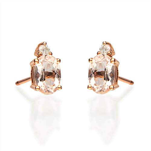 Margo 10K Rose Gold Oval-Cut Madagascar Morganite Earring