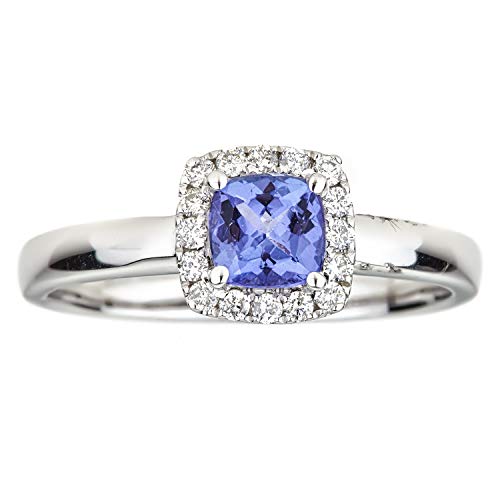 Amari 10K White Gold Cushion-Cut Tanzanian Tanzanite Ring