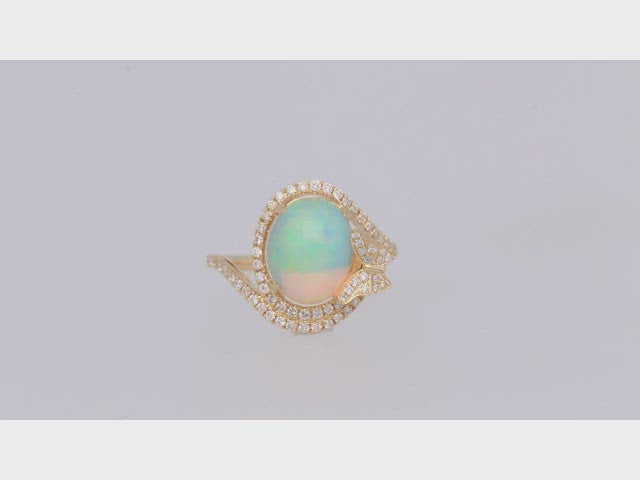 Ramona 14K Yellow Gold Cabochon-Cut Natural African Opal Ring