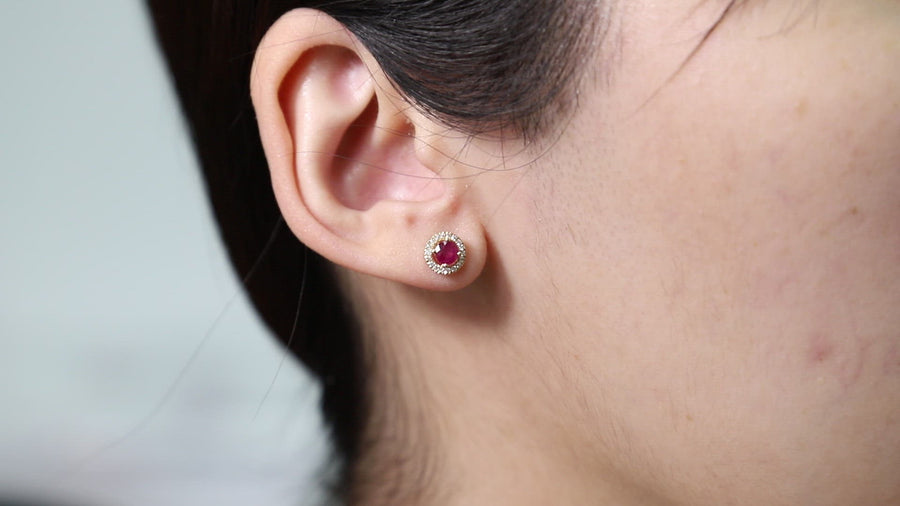 Aniya 14K Yellow Gold Round-Cut Mozambique Ruby Earring