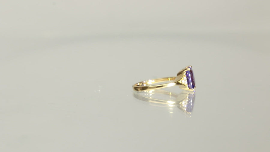 Aubree 14K Yellow Gold Cushion-Cut Tanzanian Tanzanite Ring