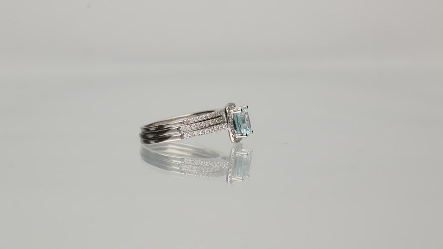 Selene 14K White Gold Cushion-Cut Brazilian Aquamarine Ring