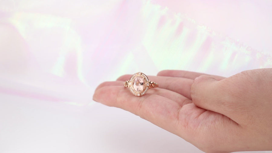 Clara 14K Rose Gold Oval Cut Madagascar Morganite Ring