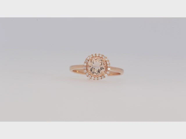 Alina 10K Rose Gold Round-Cut Madagascar Morganite Ring