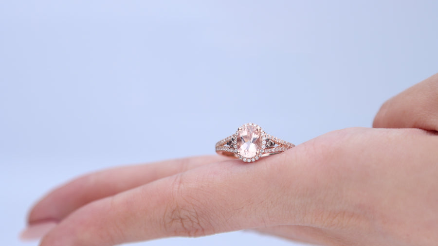 Savannah 14K Rose Gold Oval-Cut Madagascar Morganite Ring