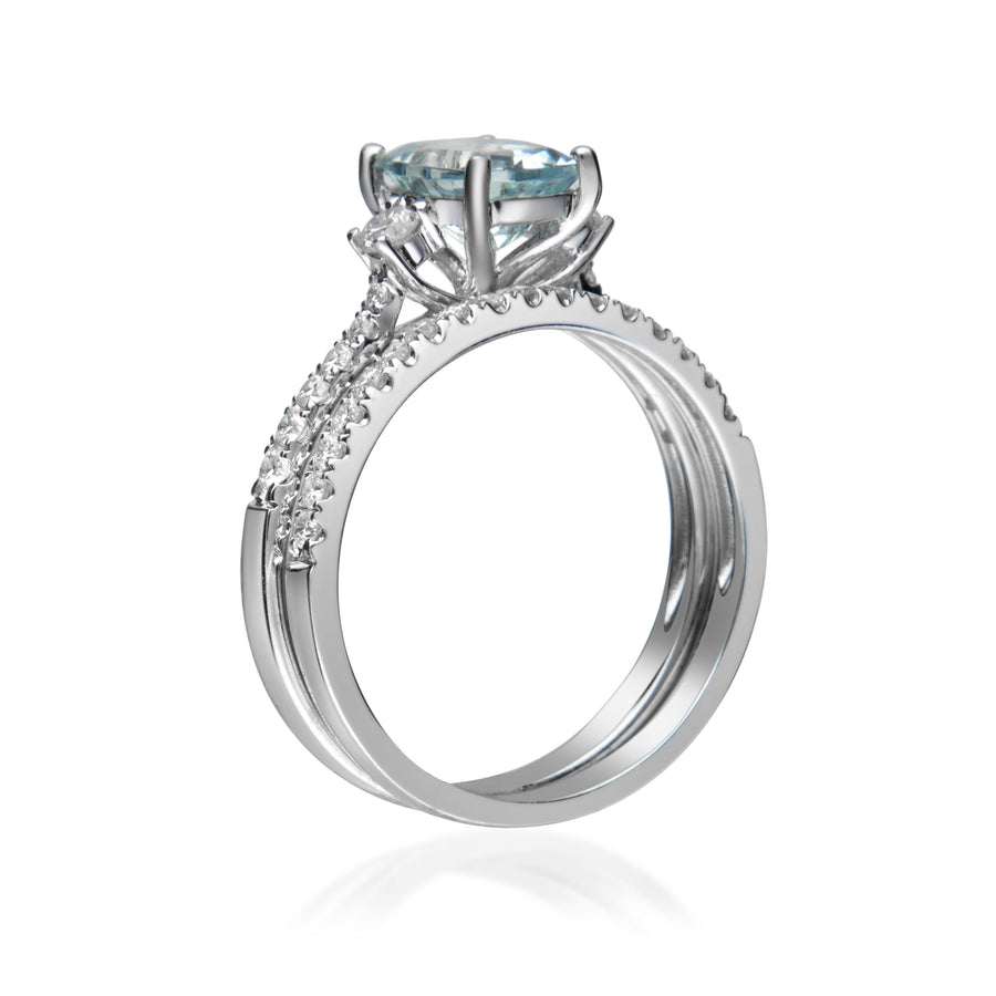 Gia 14K White Gold Cushion-Cut Brazilian Aquamarine Ring