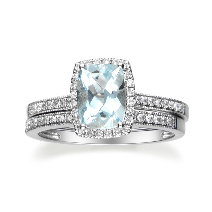 Elsa 14K White Gold Cushion-Cut Brazilian Aquamarine Ring