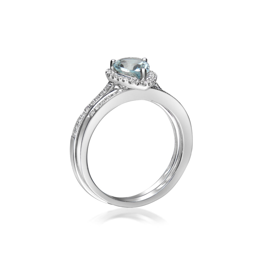 Hadlee 14K White Gold Pear-Cut Brazilian Aquamarine Ring