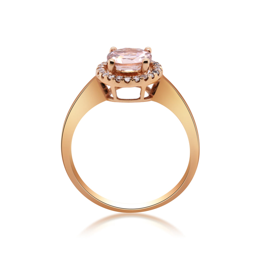 Alina 10K Rose Gold Round-Cut Madagascar Morganite Ring