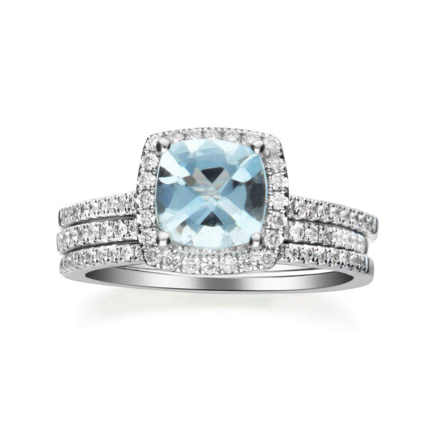 Selene 14K White Gold Cushion-Cut Brazilian Aquamarine Ring