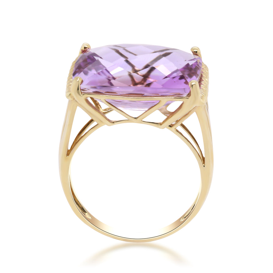 Angelique 10K Yellow Gold Cushion-Cut Pink Brazilian Amethyst Ring